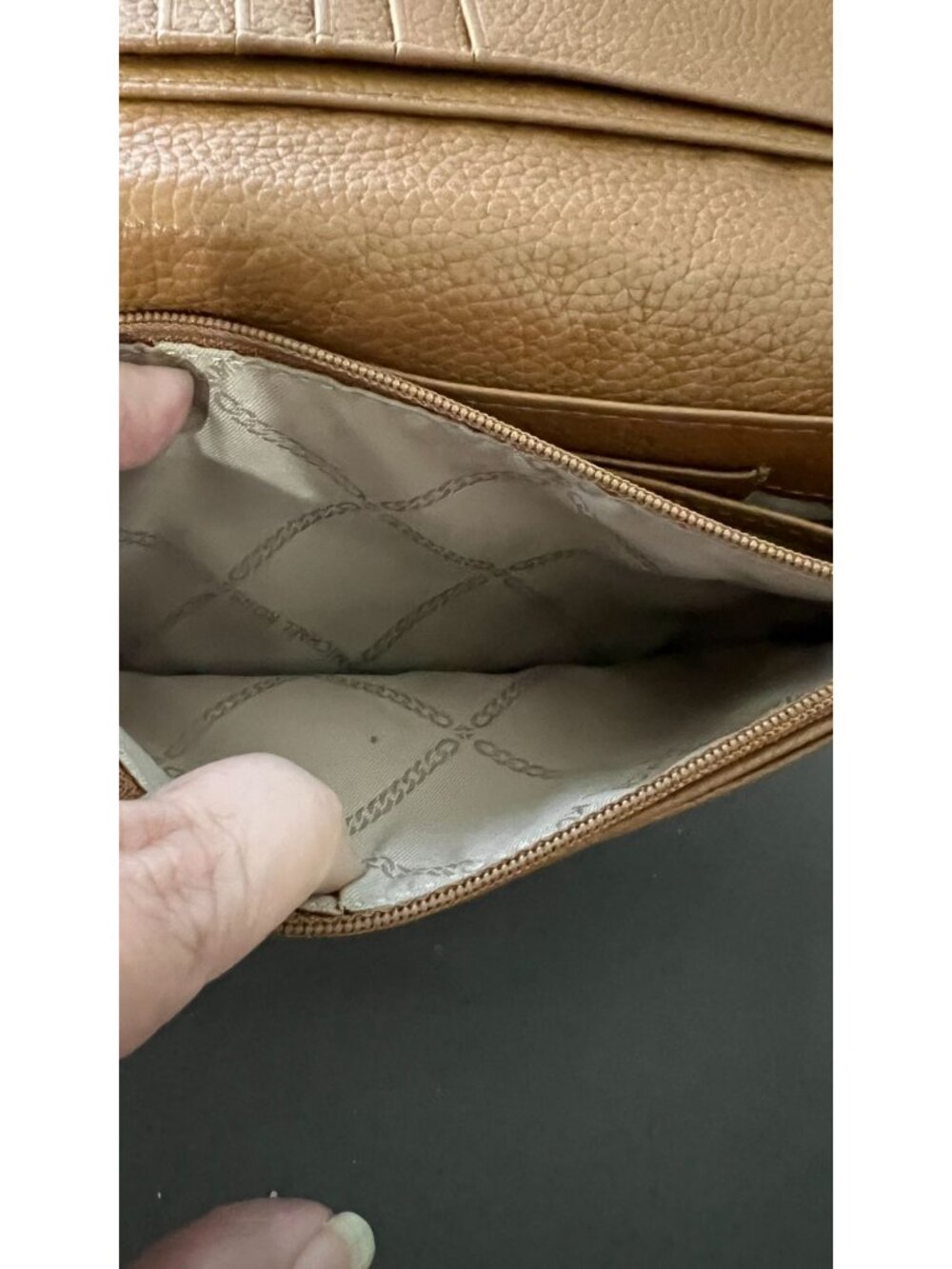 Michael Kors Monogram Wallet-On-Strap Crossbody Tan/White - Picture 11 of 16